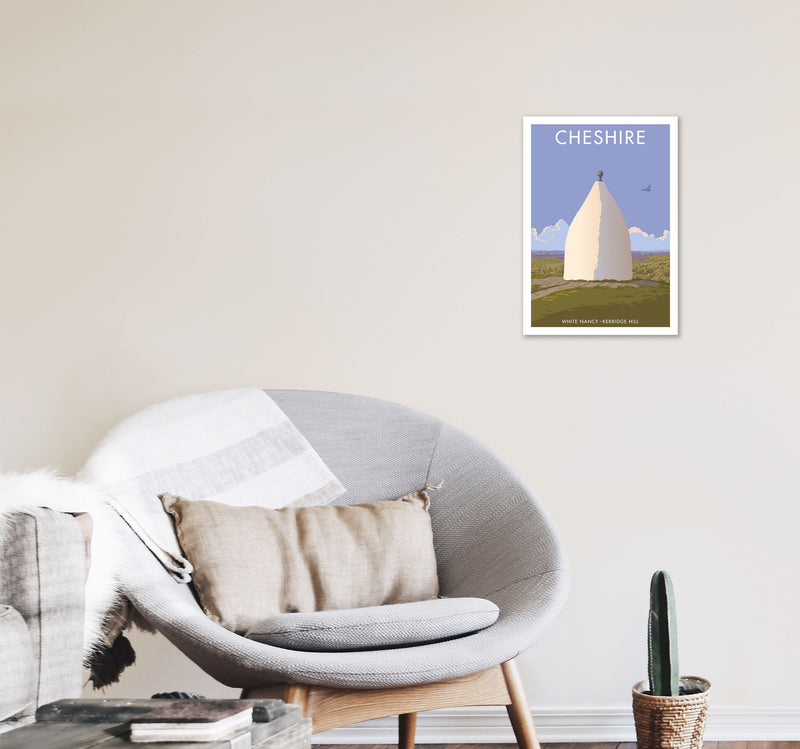 Cheshire White Nancy Travel Art Print by Stephen Millership A3 Black Frame