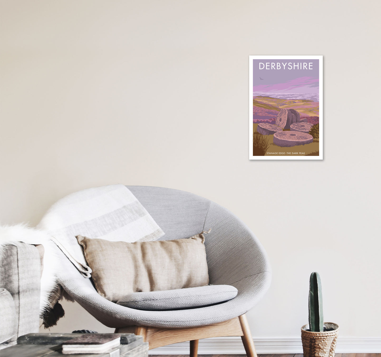 Stanage Edge Derbyshire Travel Art Print by Stephen Millership A3 Black Frame
