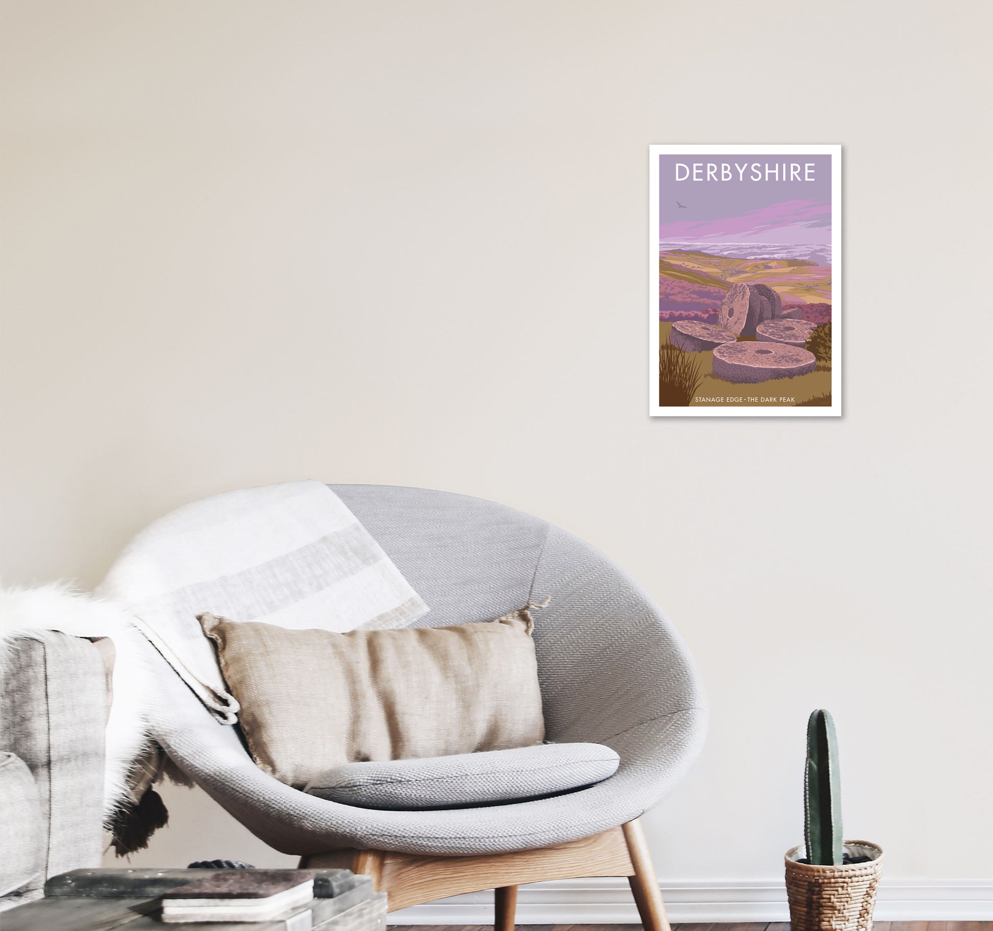 Stanage Edge Derbyshire Travel Art Print by Stephen Millership A3 Black Frame