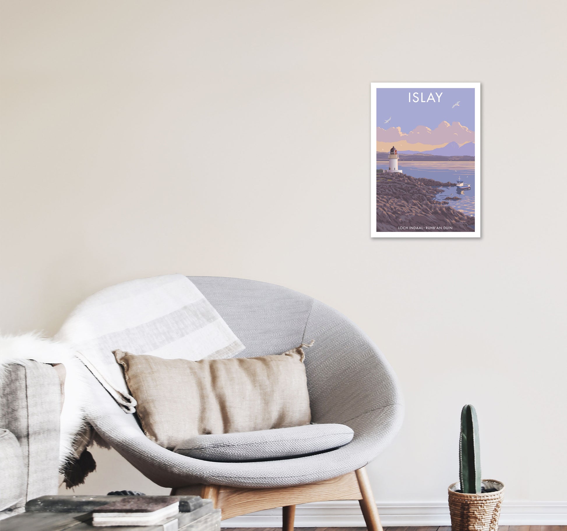 Loch Indaal Islay Travel Art Print by Stephen Millership A3 Black Frame