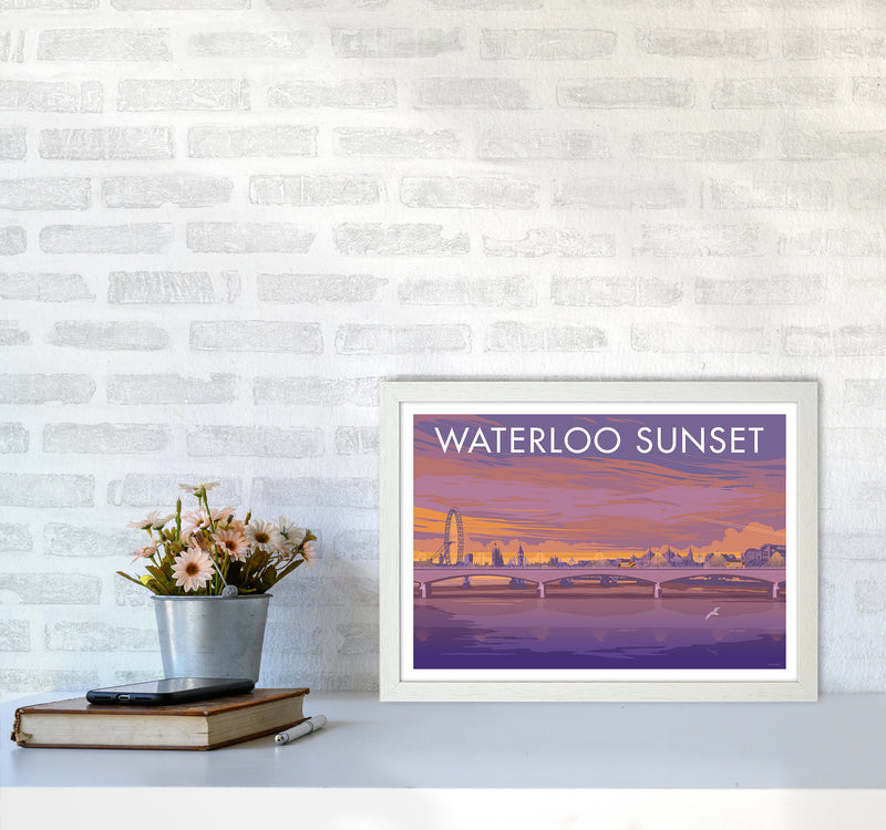 London Waterloo Travel Art Print By Stephen Millership A3 Oak Frame