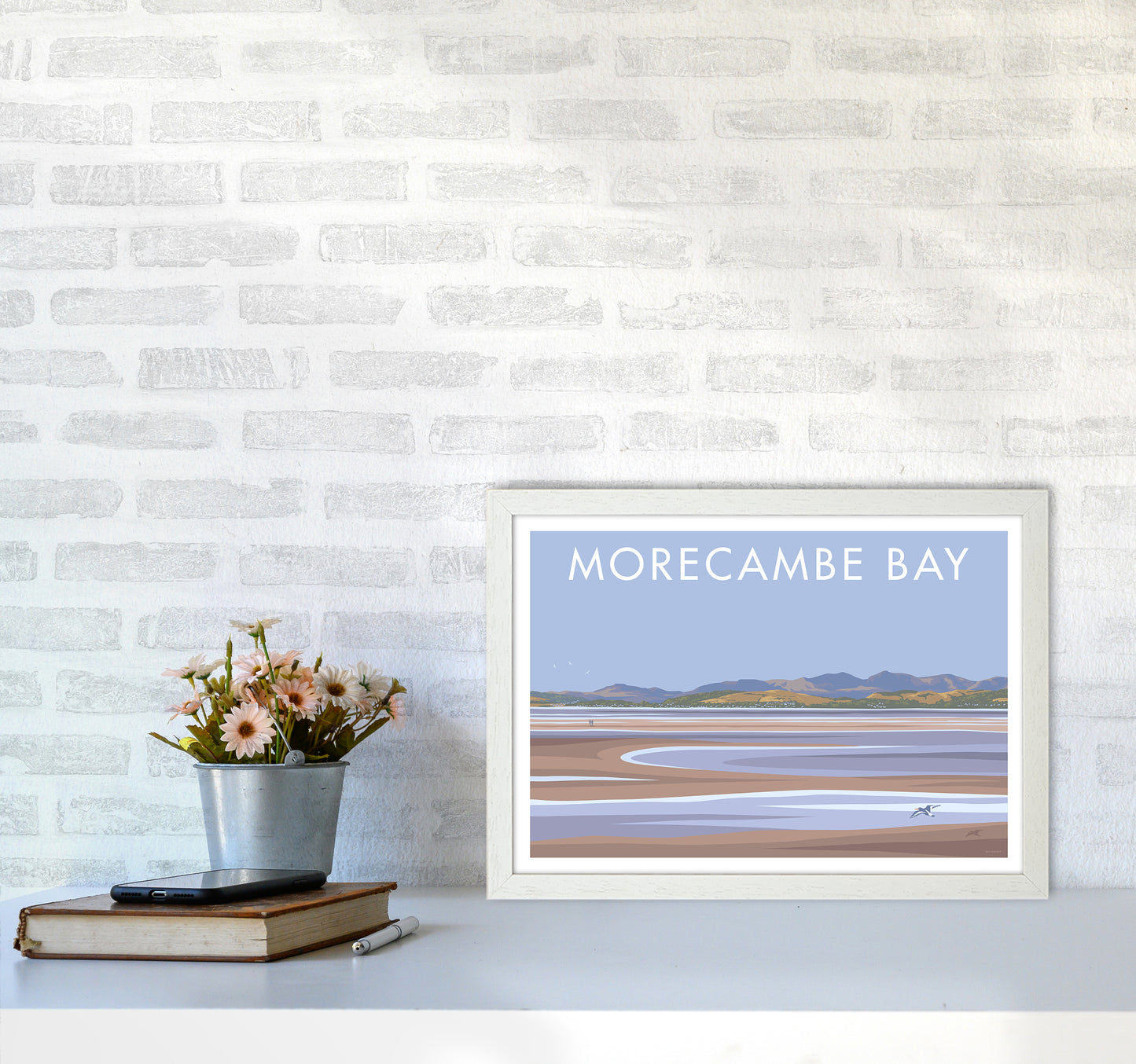 Morecambe Bay Travel Art Print By Stephen Millership A3 Oak Frame