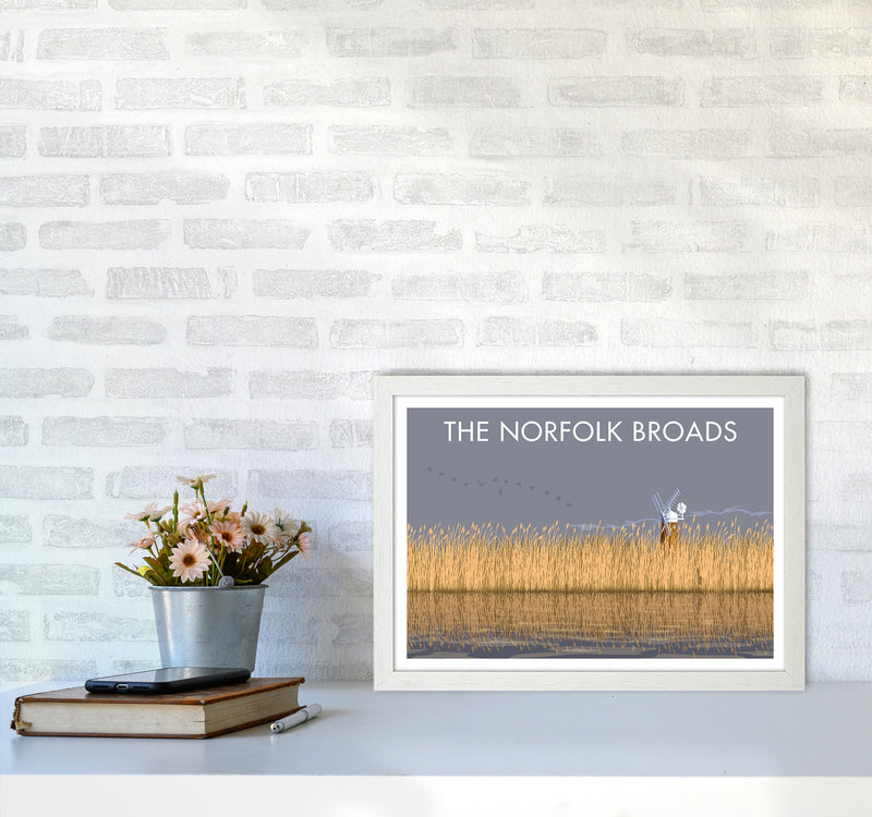 Norfolk Broads Travel Art Print By Stephen Millership A3 Oak Frame