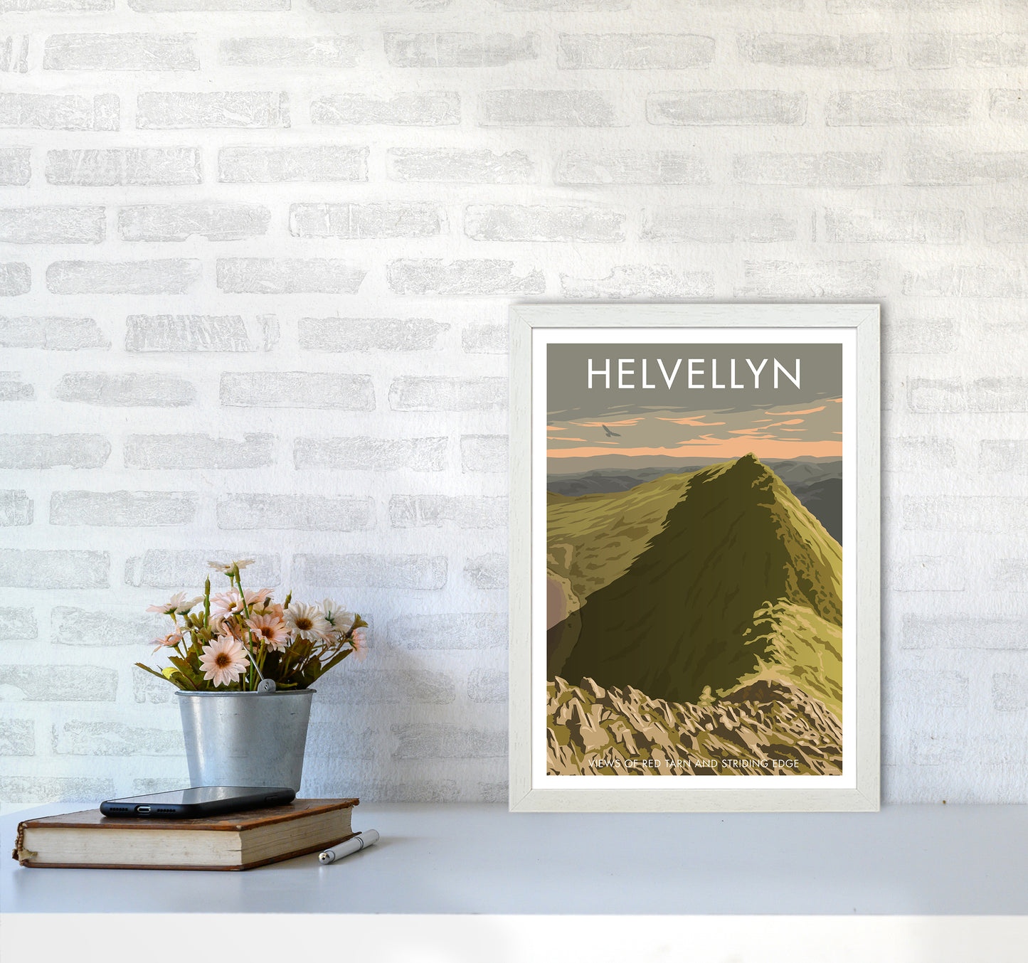 The Lakes Helvellyn Travel Art Print By Stephen Millership A3 Oak Frame
