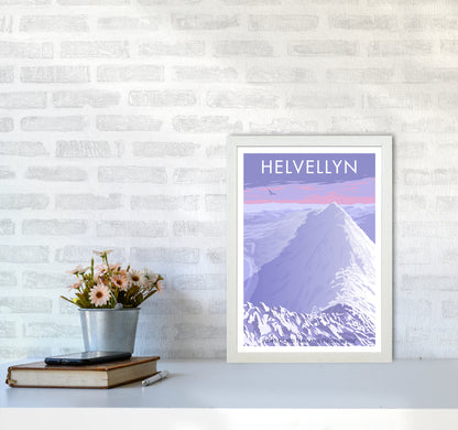 The Lakes Helvellyn Winter Travel Art Print By Stephen Millership A3 Oak Frame