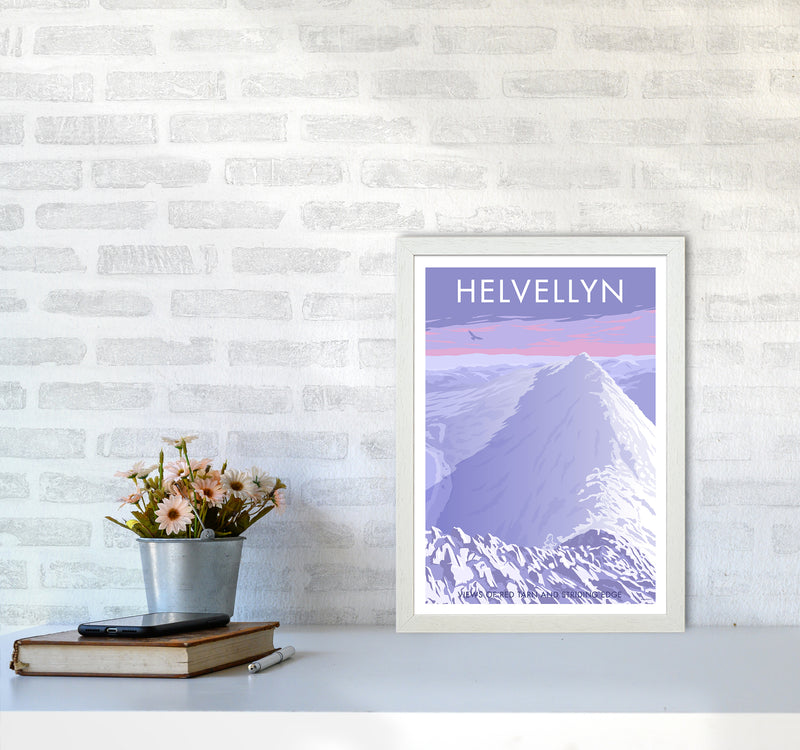 The Lakes Helvellyn Winter Travel Art Print By Stephen Millership A3 Oak Frame