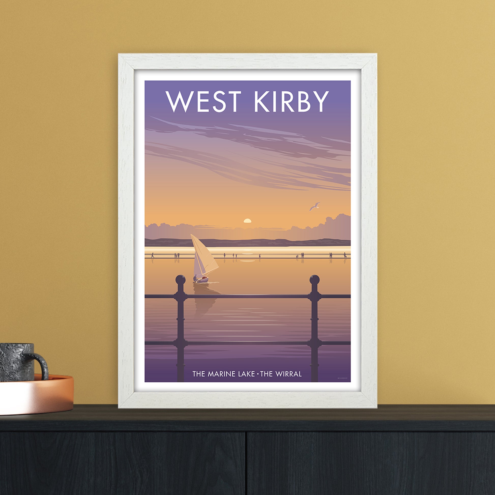Wirral West Kirby Art Print by Stephen Millership A3 Oak Frame