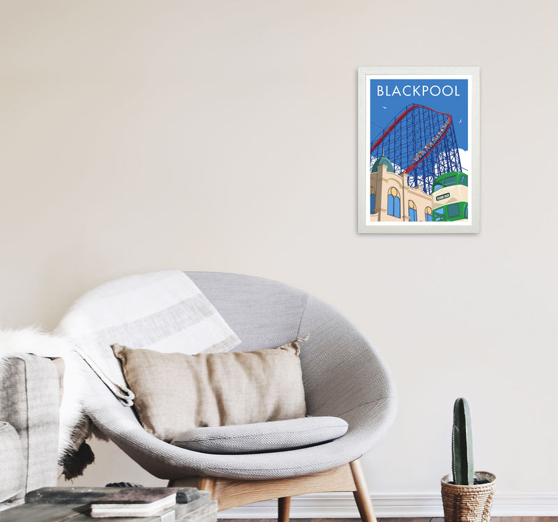 Blackpool by Stephen Millership A3 Oak Frame
