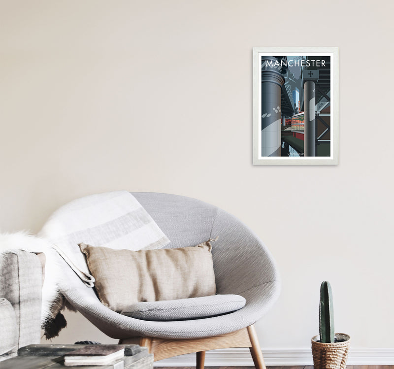 Manchester by Stephen Millership A3 Oak Frame
