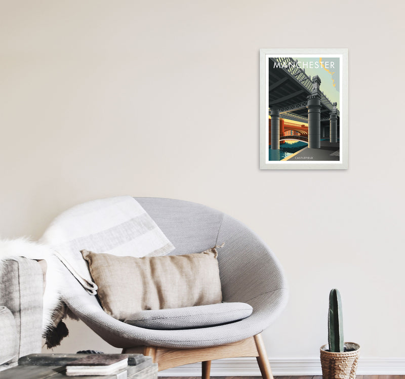 Manchester by Stephen Millership A3 Oak Frame