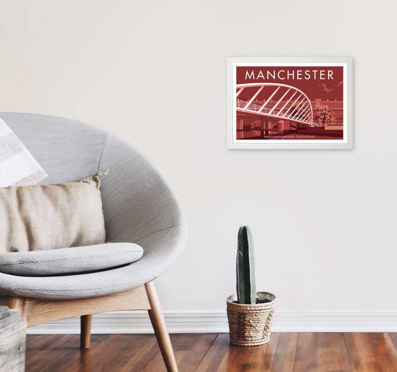Manchester by Stephen Millership A3 Oak Frame