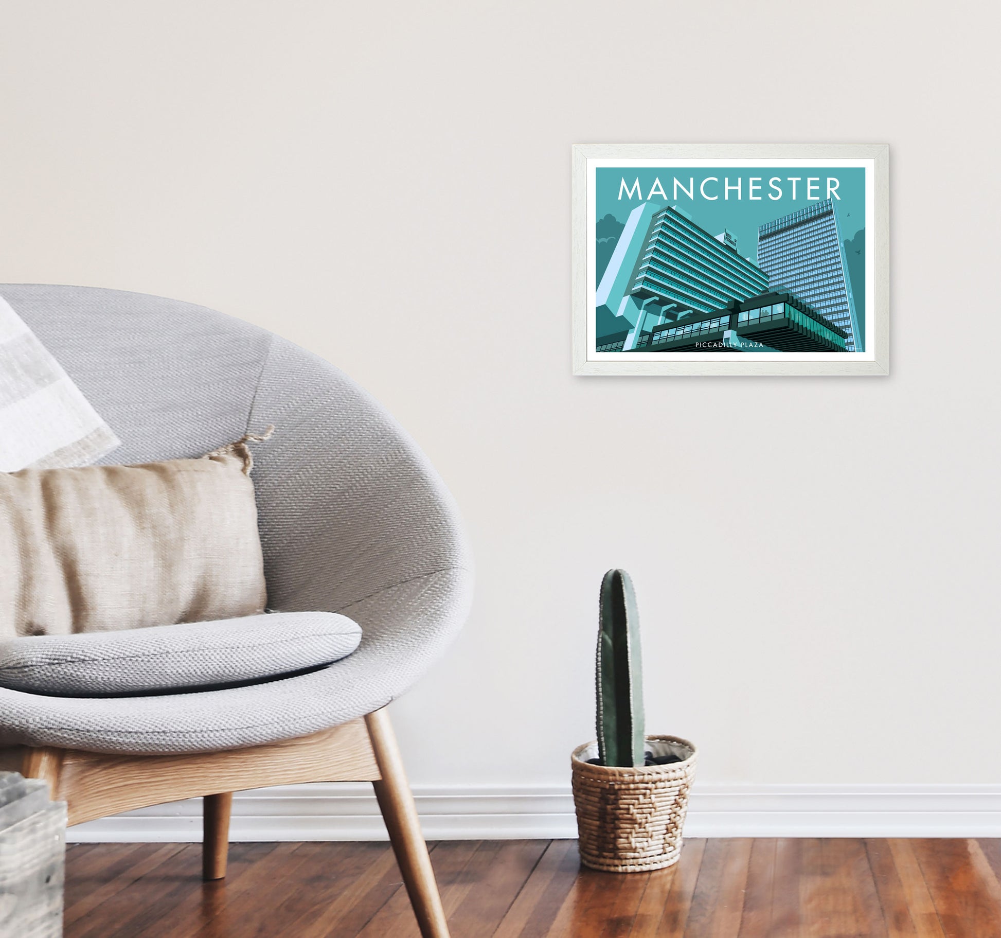 Manchester by Stephen Millership A3 Oak Frame