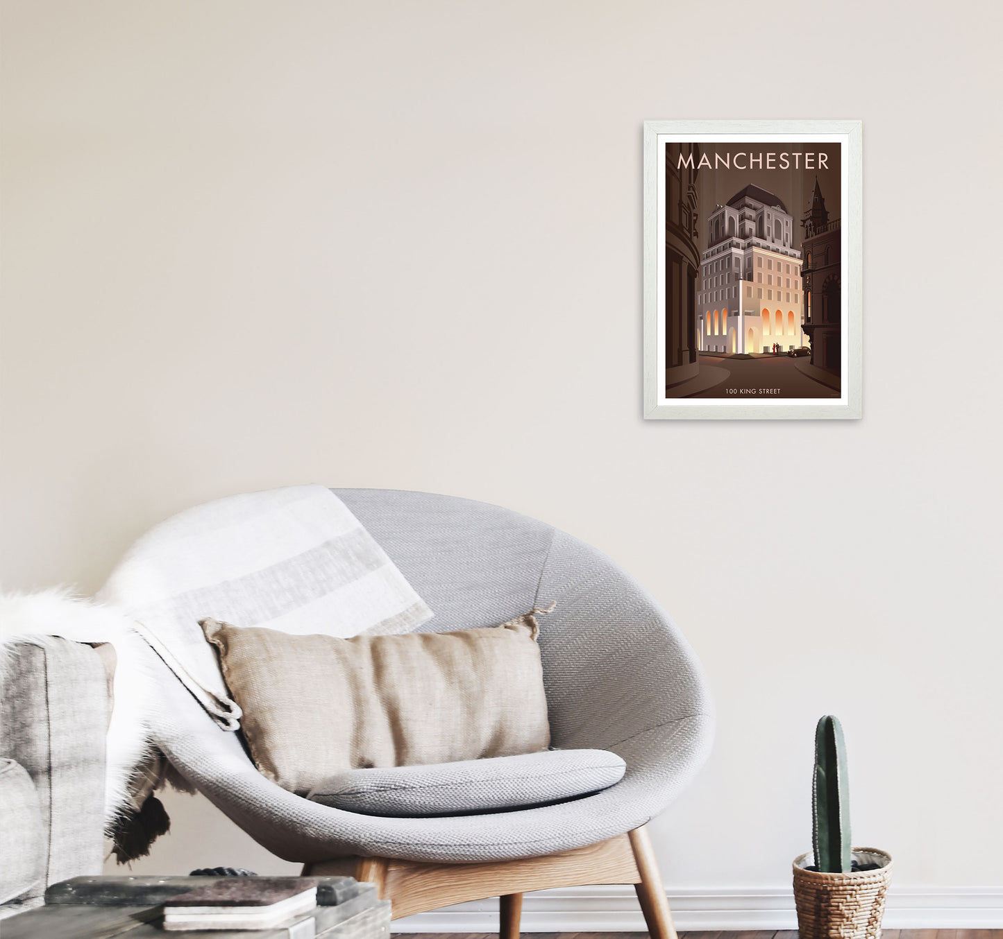 Manchester by Stephen Millership A3 Oak Frame