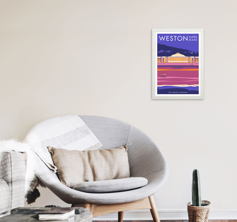 Weston-super-mare Art Print by Stephen Millership A3 Oak Frame