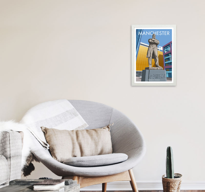 Manchester Framed Digital Art Print by Stephen Millership A3 Oak Frame