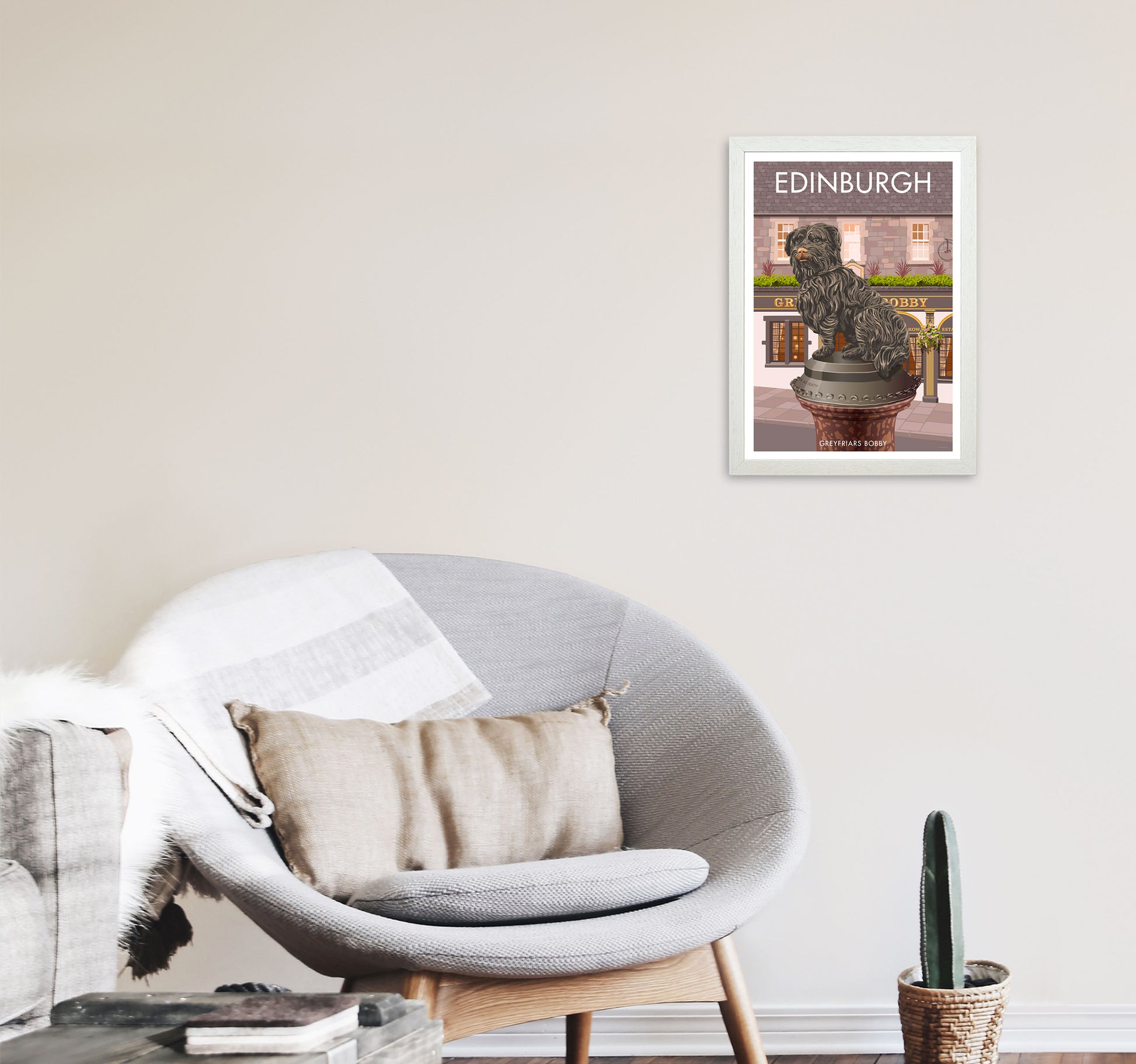 Edinburgh Art Print by Stephen Millership A3 Oak Frame