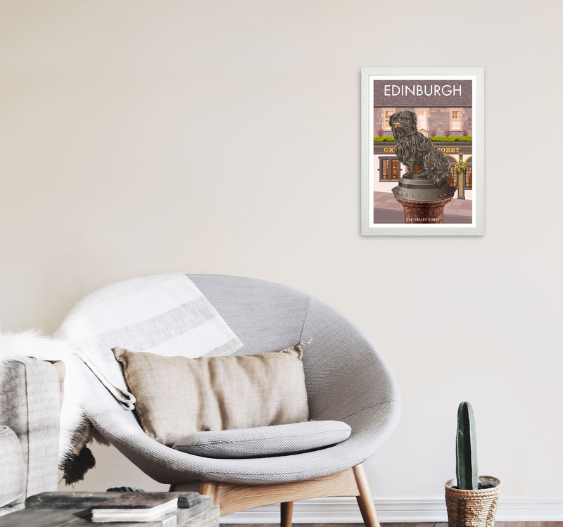 Edinburgh Art Print by Stephen Millership A3 Oak Frame