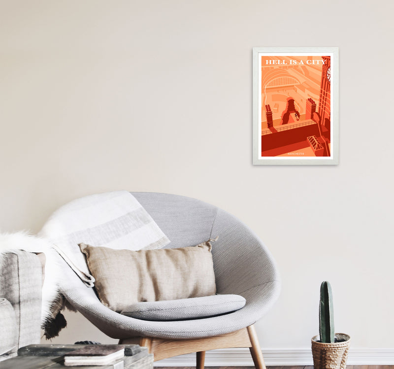 Manchester Art Print by Stephen Millership A3 Oak Frame