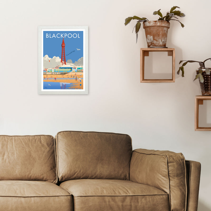 Blackpool 3 Art Print by Stephen Millership A3 Oak Frame