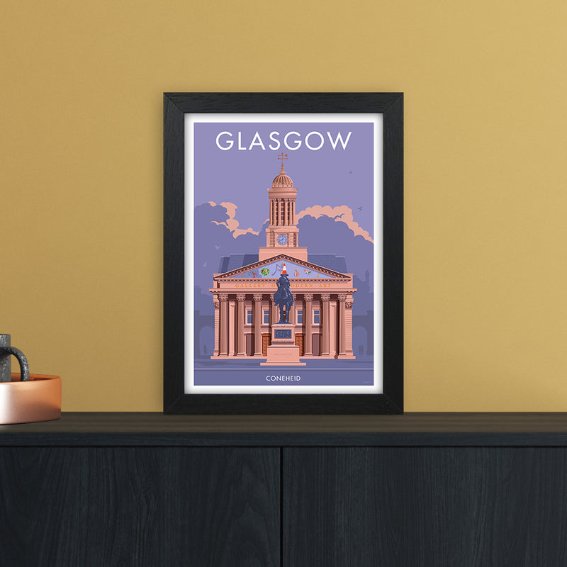 Glasgow Coneheid Art Print by Stephen Millership A4 White Frame