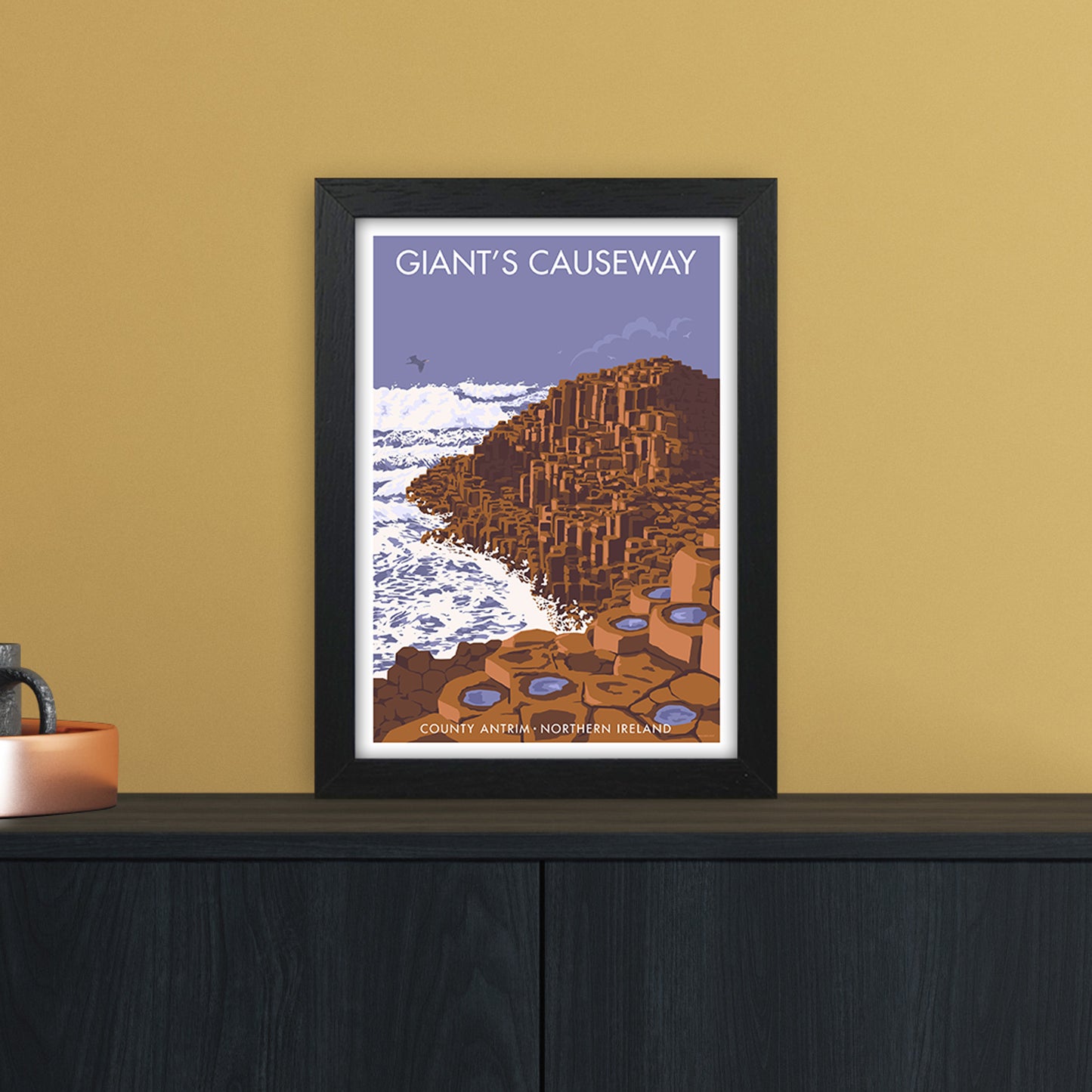 NI Giant'S Causeway Art Print by Stephen Millership A4 White Frame