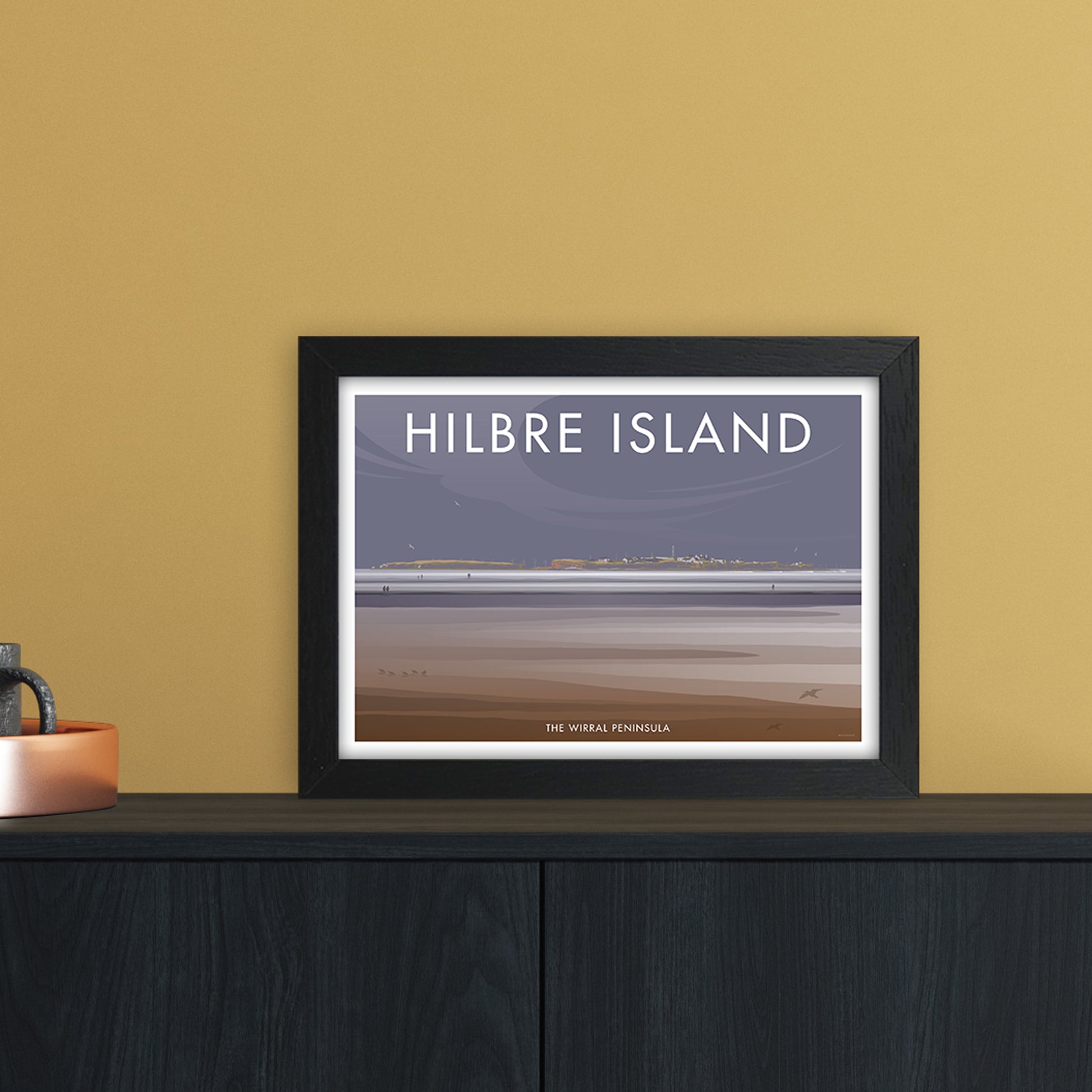 Wirral Hilbre Island Art Print by Stephen Millership A4 White Frame