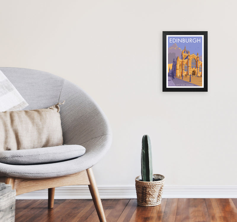 Edinburgh by Stephen Millership A4 White Frame