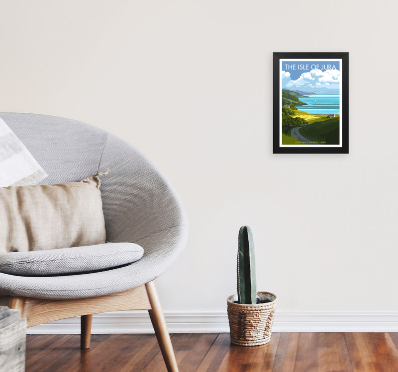 The Isle of Jura Art Print by Stephen Millership A4 White Frame