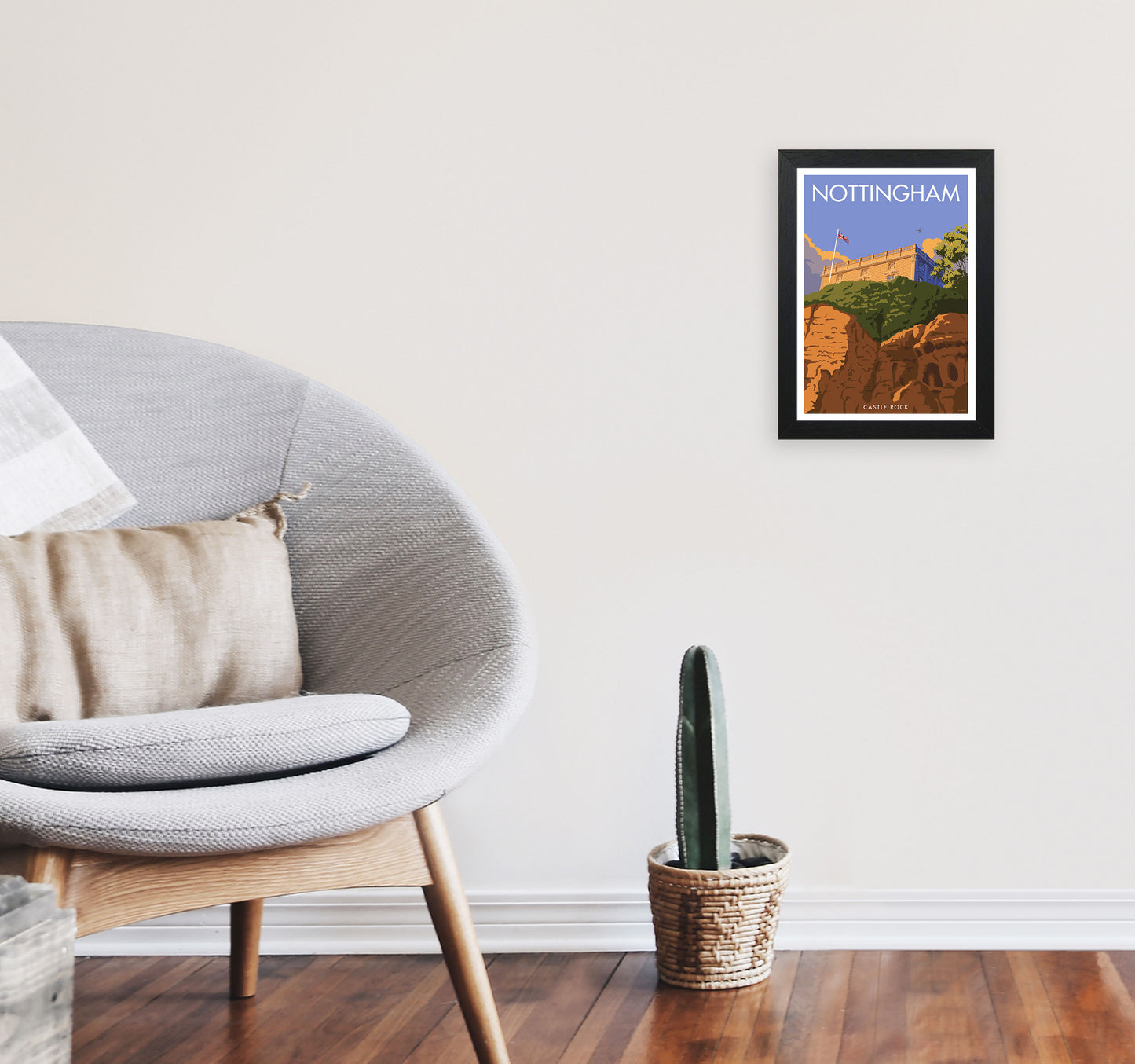Castle Rock Nottingham Framed Digital Art Print by Stephen Millership A4 White Frame