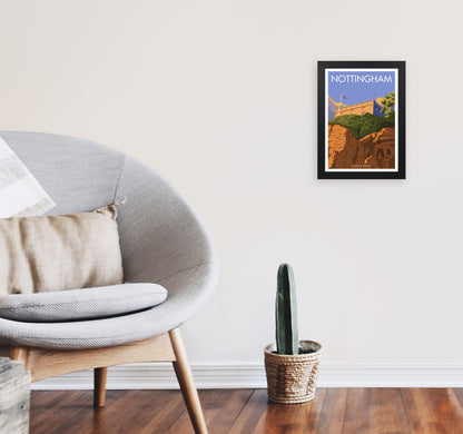 Castle Rock Nottingham Framed Digital Art Print by Stephen Millership A4 White Frame