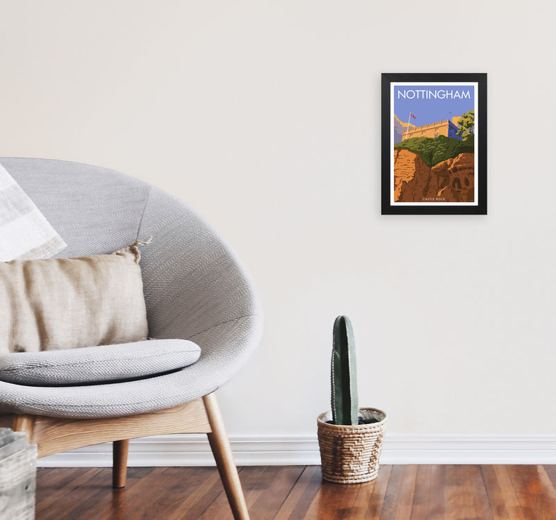 Castle Rock Nottingham Framed Digital Art Print by Stephen Millership A4 White Frame