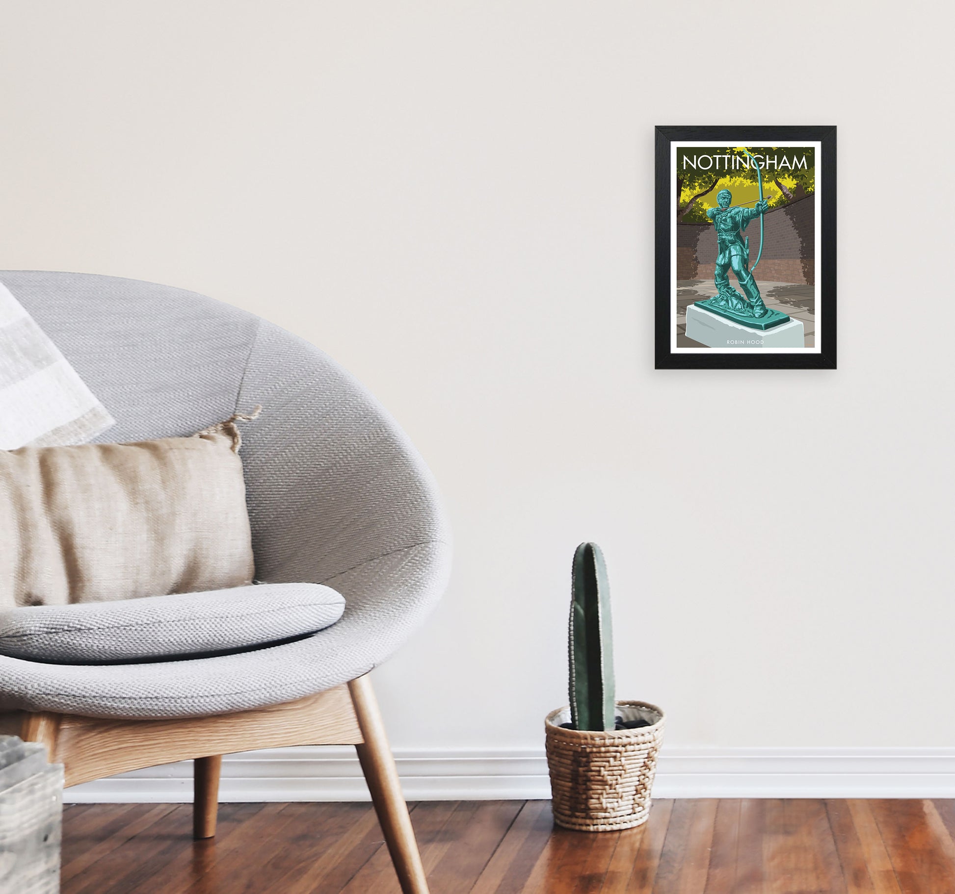 Nottingham Art Print by Stephen Millership A4 White Frame