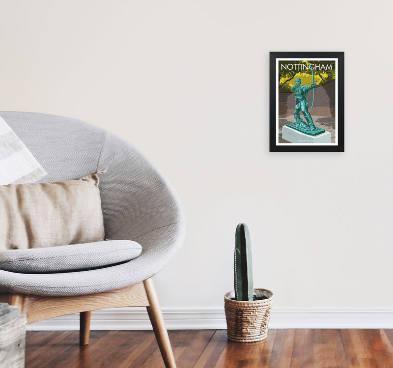 Nottingham Art Print by Stephen Millership A4 White Frame