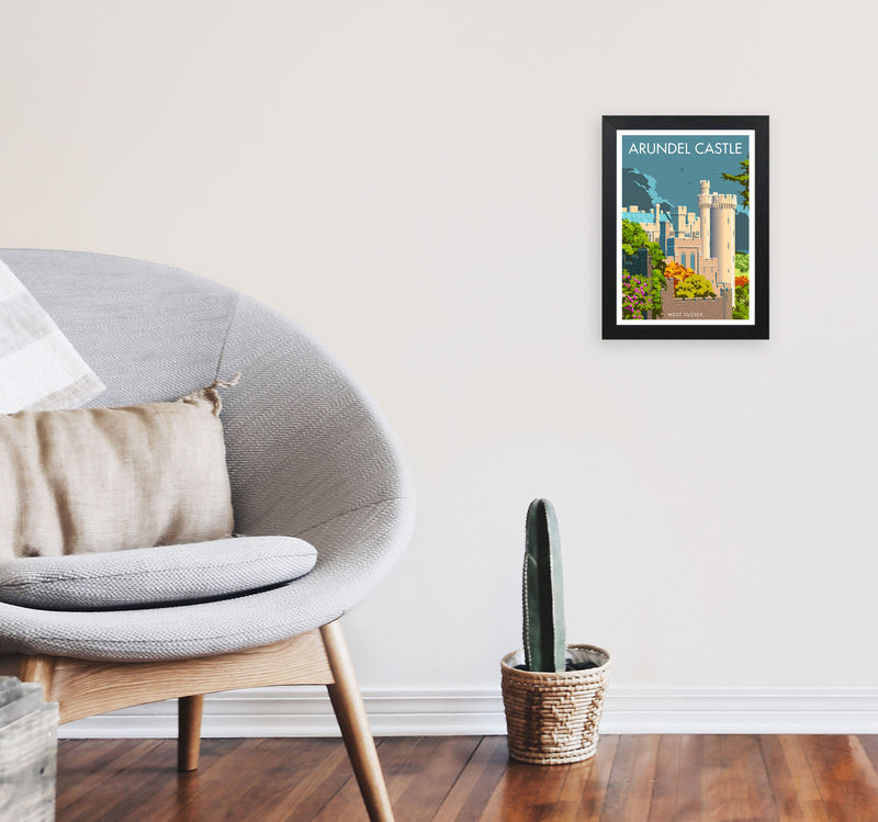 Arundel Castle Sussex Art Print by Stephen Millership A4 White Frame