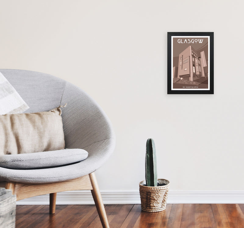 Glasgow Art Print by Stephen Millership A4 White Frame
