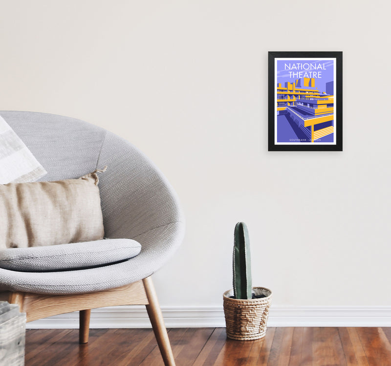 London National Theatre Framed Digital Art Print by Stephen Millership A4 White Frame