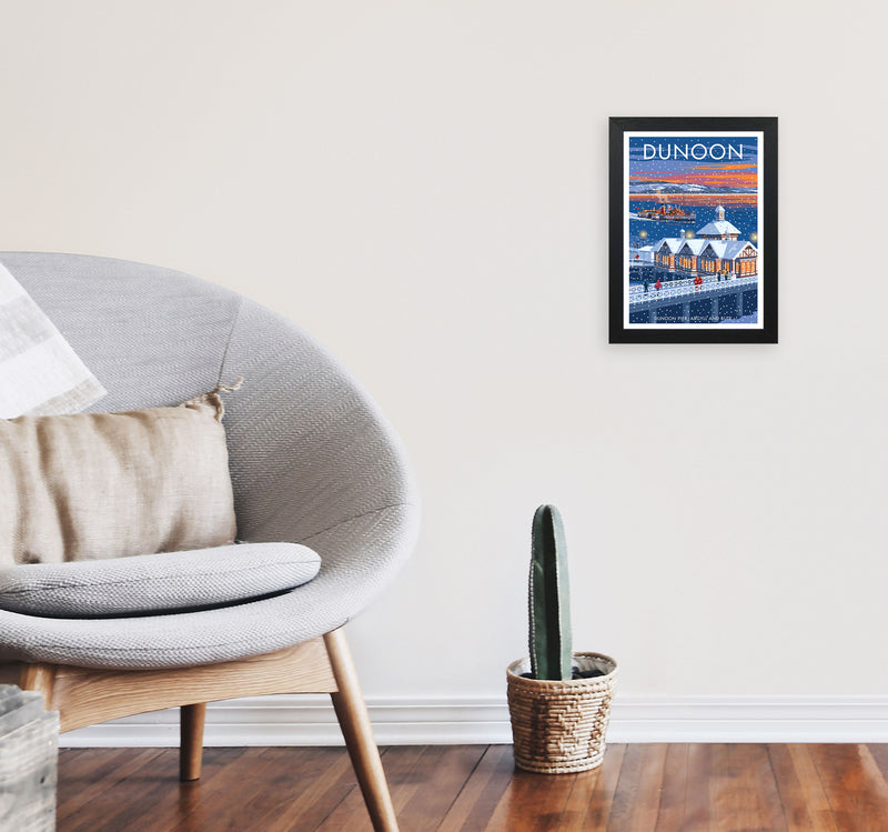 Dunoon Pier Art Print by Stephen Millership A4 White Frame