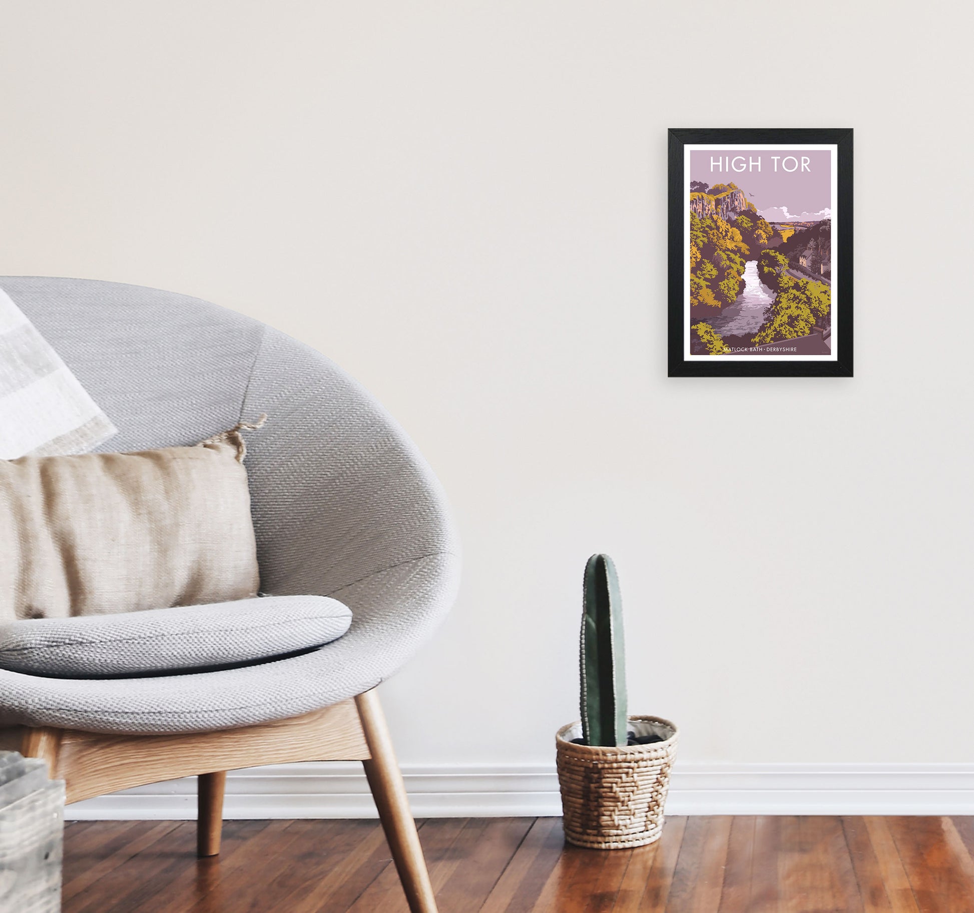 High Tor Art Print by Stephen Millership A4 White Frame