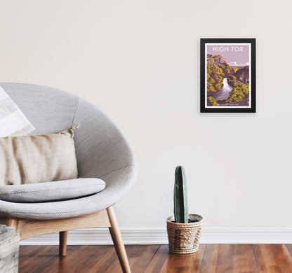 High Tor Art Print by Stephen Millership A4 White Frame