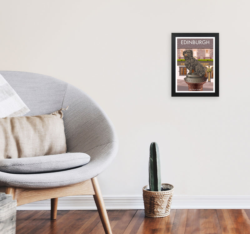 Edinburgh Art Print by Stephen Millership A4 White Frame