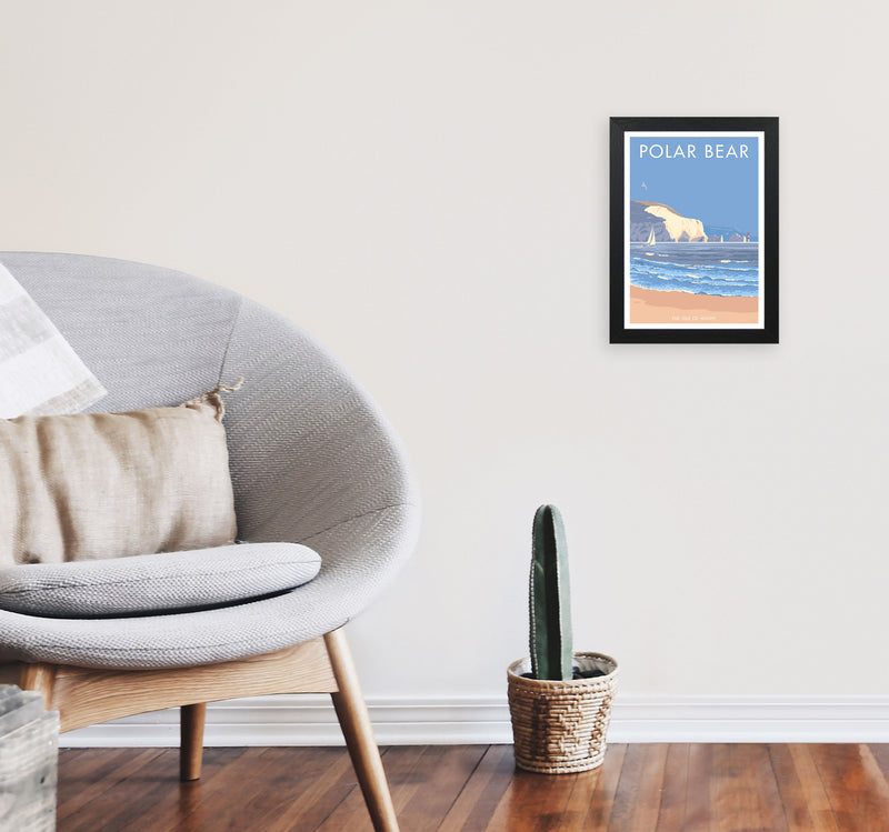 The Isle Of Wight Polar Bear Framed Digital Art Print by Stephen Millership A4 White Frame