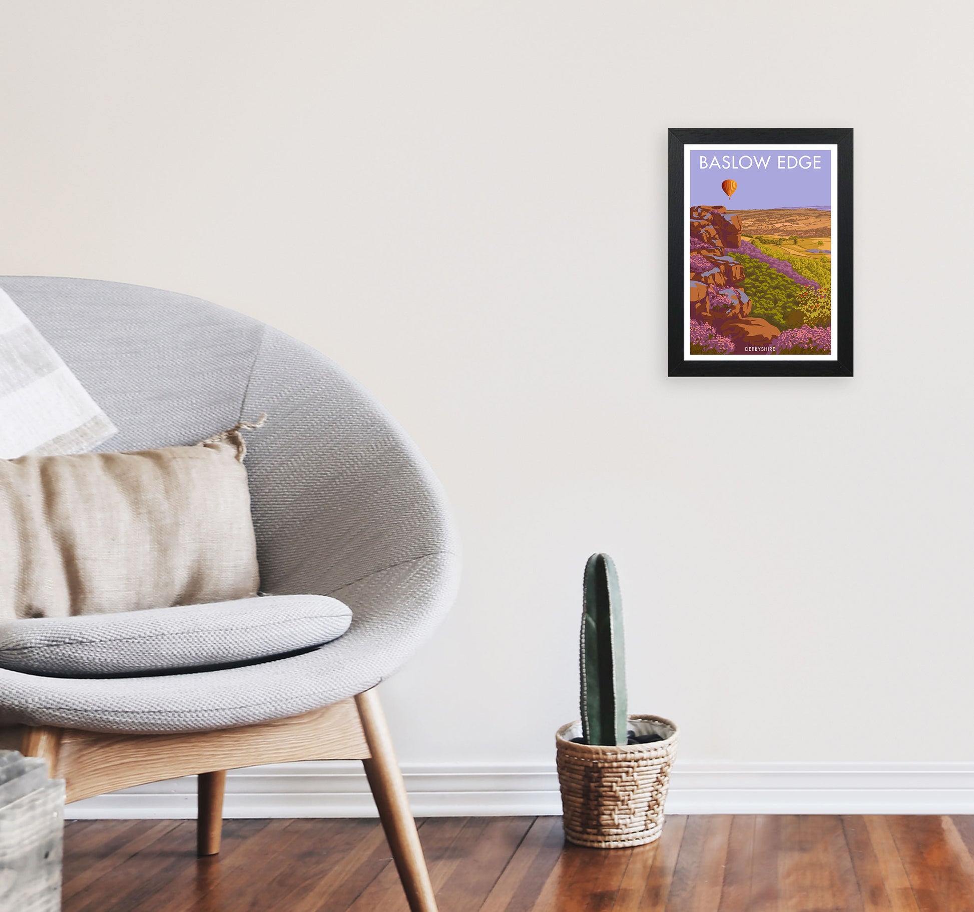 Baslow Edge Derbyshire Travel Art Print by Stephen Millership A4 White Frame