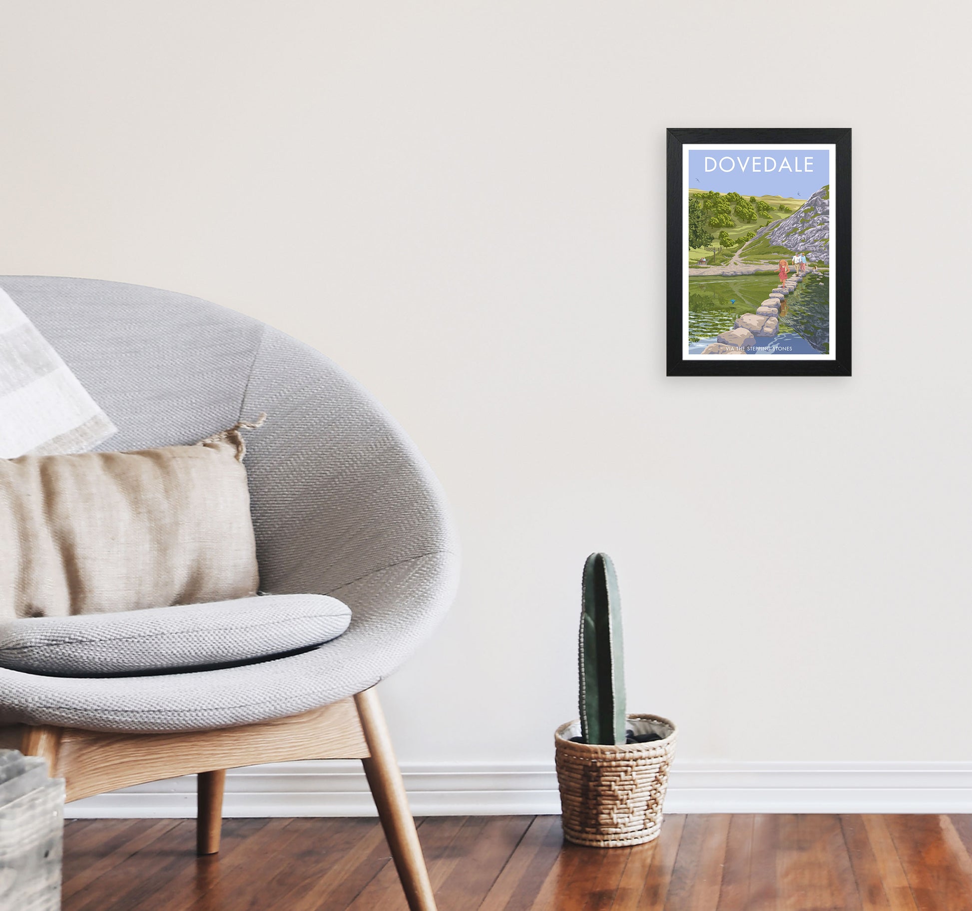 Dovedale Derbyshire Travel Art Print by Stephen Millership A4 White Frame