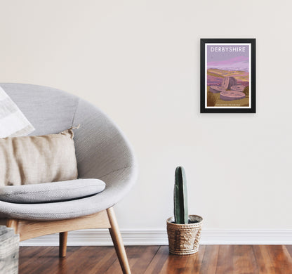 Stanage Edge Derbyshire Travel Art Print by Stephen Millership A4 White Frame