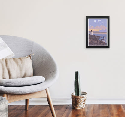 Loch Indaal Islay Travel Art Print by Stephen Millership A4 White Frame