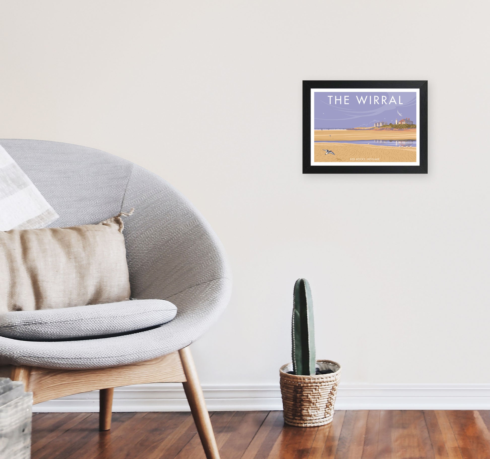 Redrocks Wirral Travel Art Print by Stephen Millership A4 White Frame