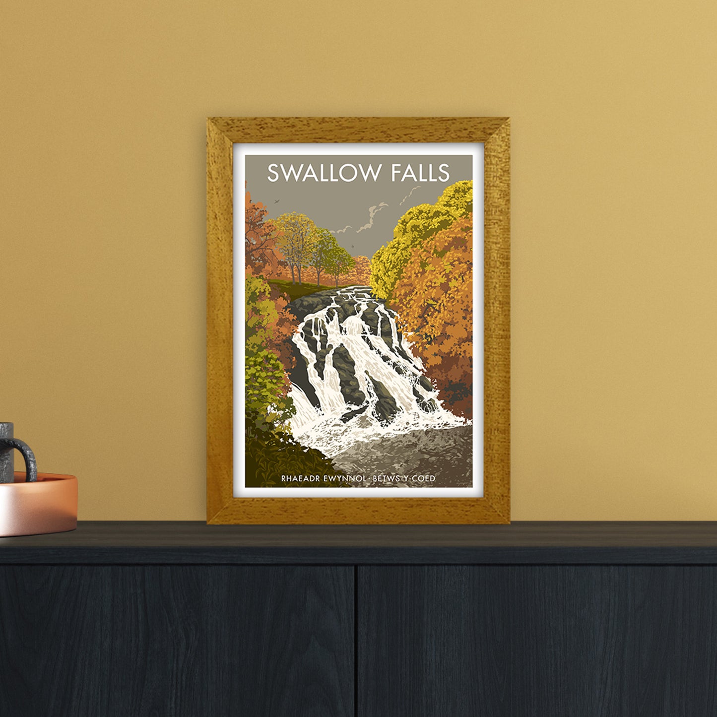 Wales Swallow Falls Art Print by Stephen Millership A4 Print Only