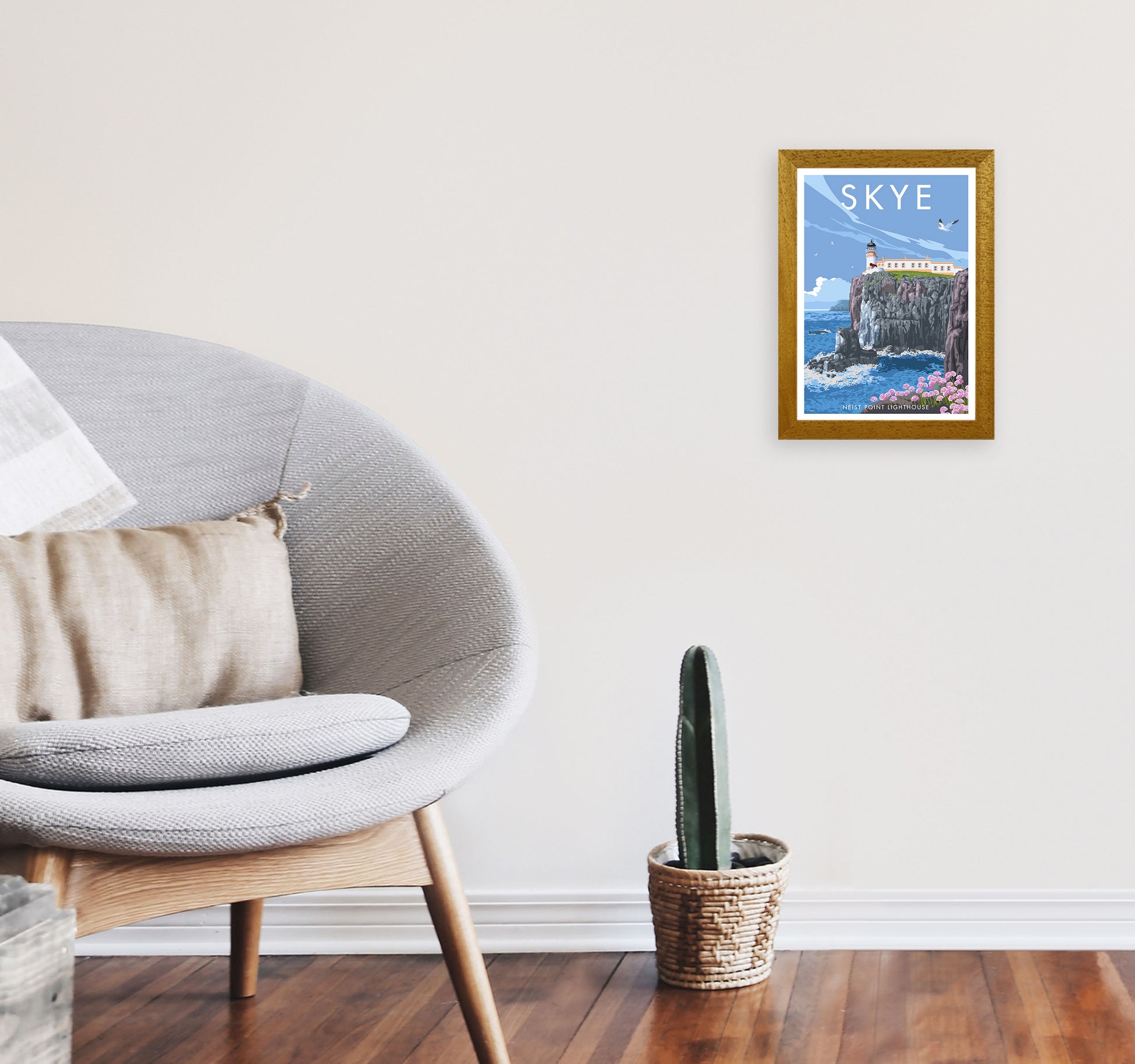 Neist Point Lighthouse Skye Art Print by Stephen Millership A4 Print Only