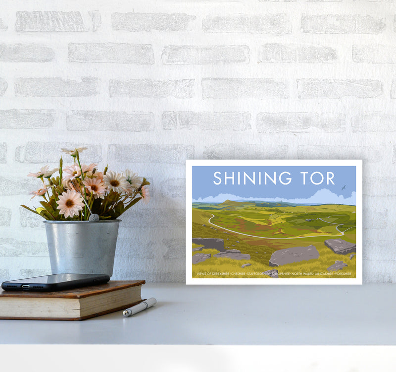 Derbyshire Shining Tor Travel Art Print By Stephen Millership A4 Black Frame