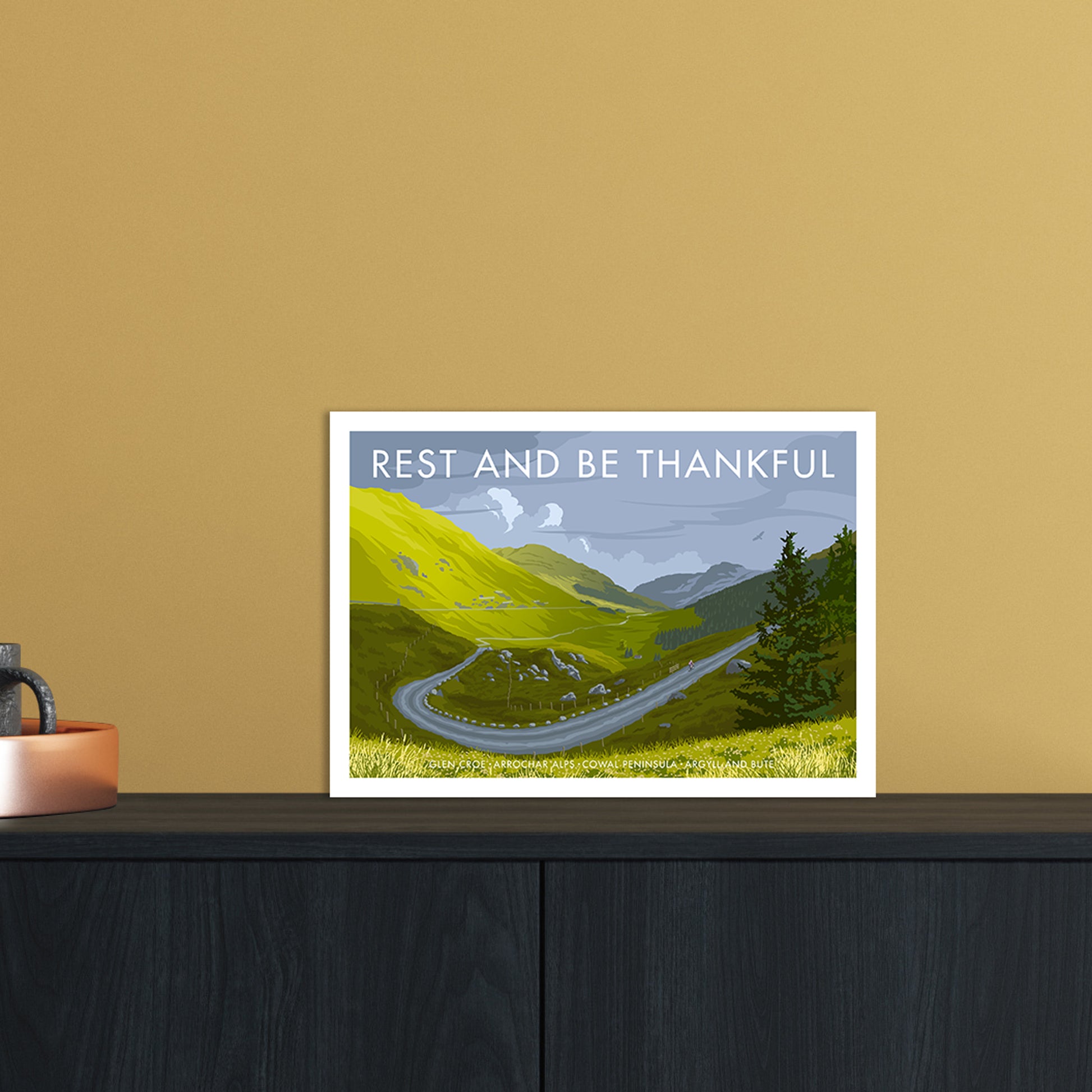 Scotland Rest And Be Thankful Art Print by Stephen Millership A4 Black Frame